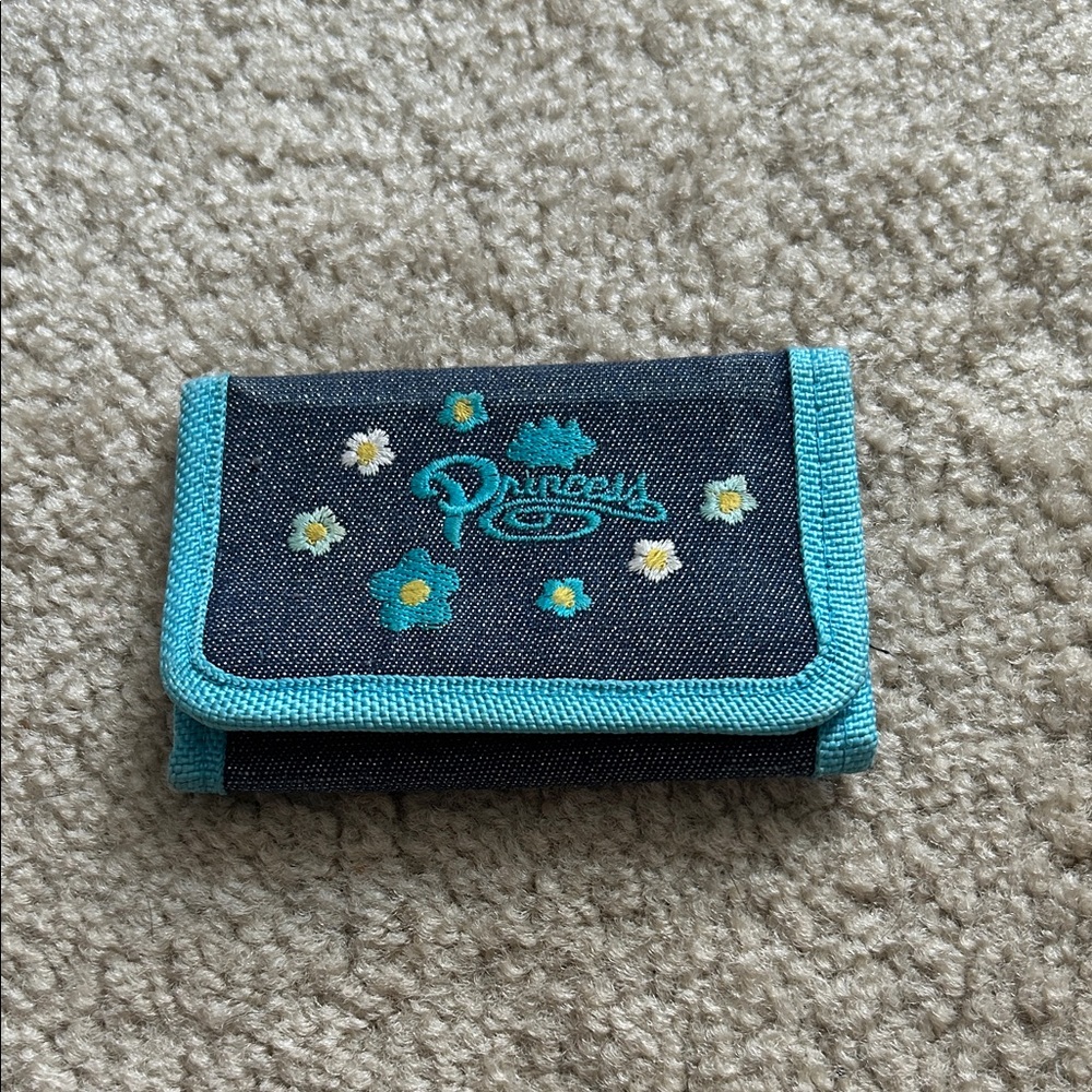 Princess Denim Kids Wallet - Blue and Yellow